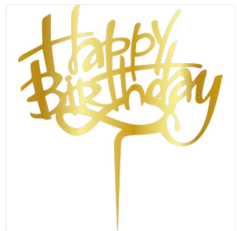 Cake topper — Happy birthday doré