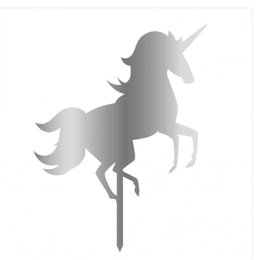 Cake topper — licorne argentée