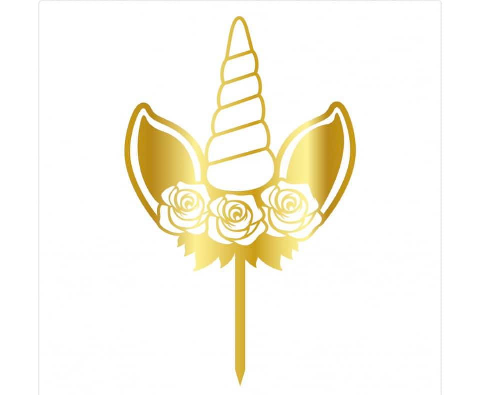 Cake topper — corne de licorne dorée