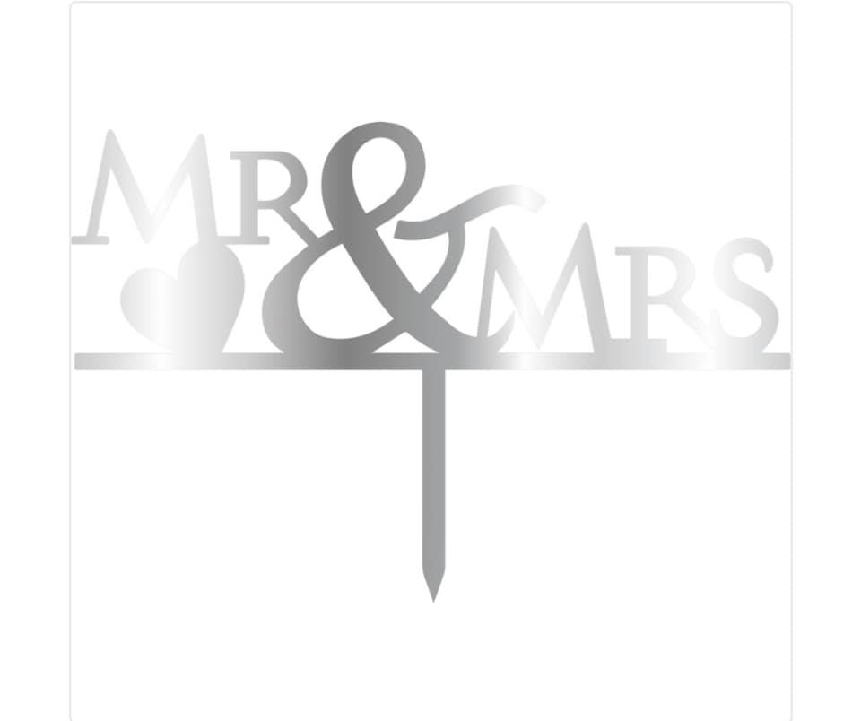 Cake topper — Mr & Mrs argenté