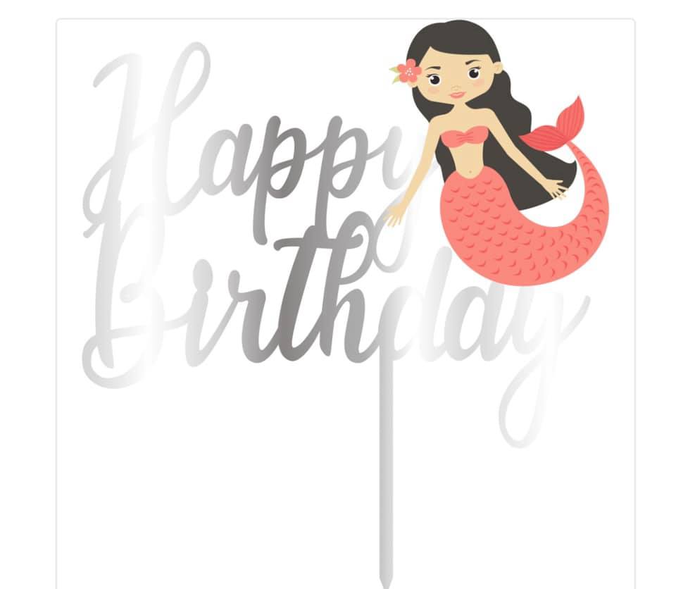 Cake topper — Happy birthday sirène