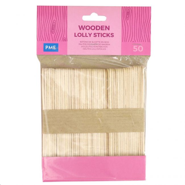 Bâtonnets de sucette en bois PME — lot de 50