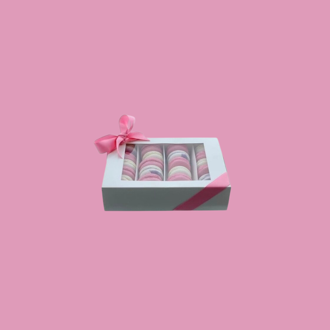 Boîte à macarons en satin blanc — lot de 5