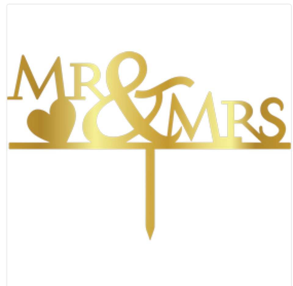 Cake topper — Mr & Mrs doré