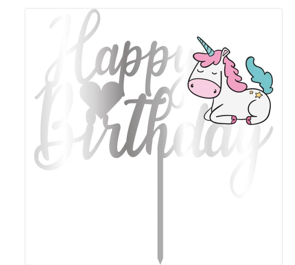 Cake topper — Happy birthday licorne