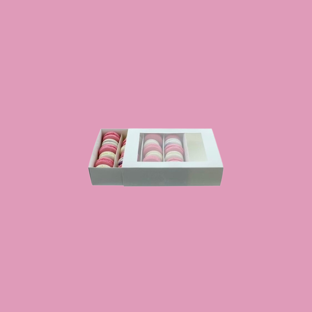 Boîte à macarons en satin blanc — lot de 5