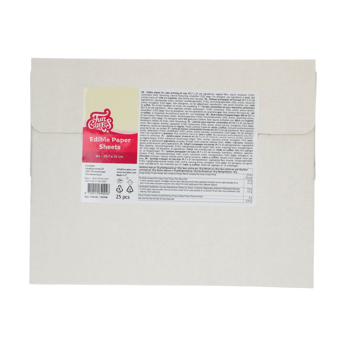 Feuilles de sucre comestible A4 — lot de 25