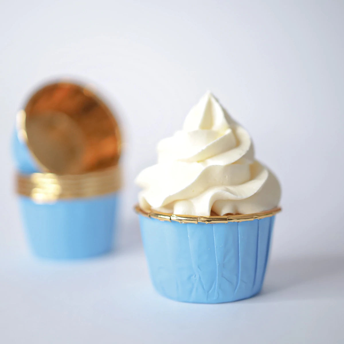 Caissette à cupcakes bleue et dorée — lot de 24