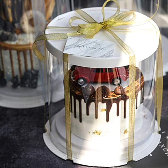Boîte pâtissière ronde transparente — lot de 2