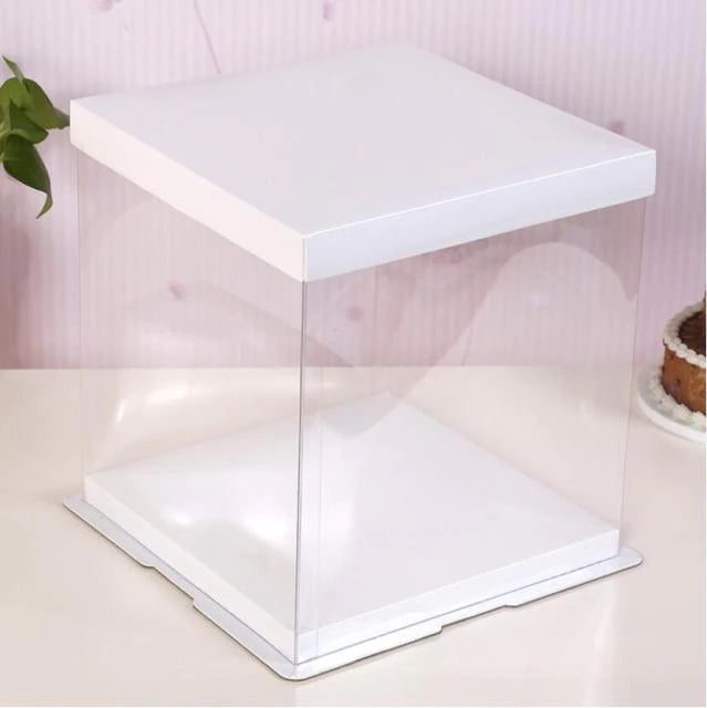 Boîte à gâteaux blanche transparente — lot de 5