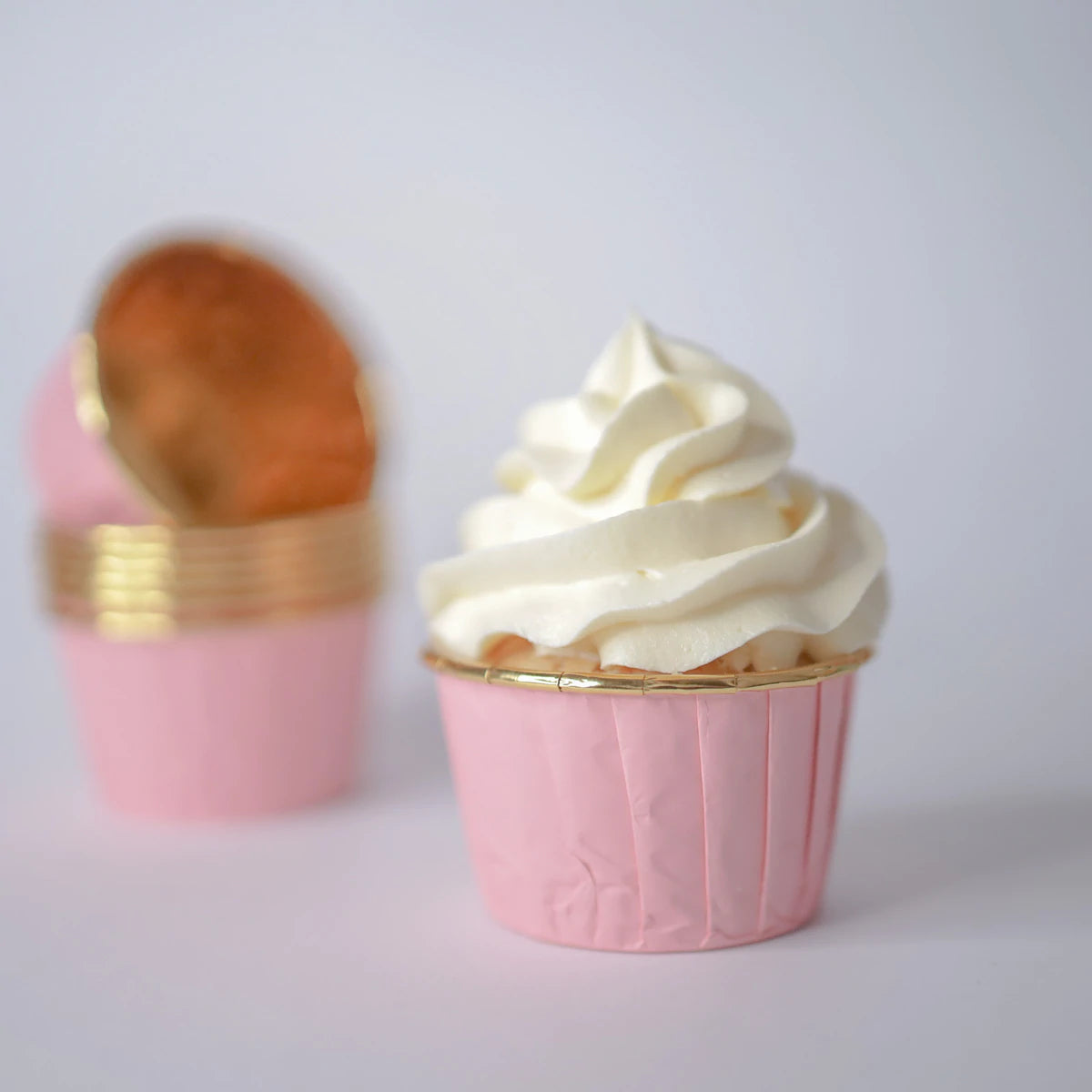 Caissette à cupcakes rose et dorée — lot de 24