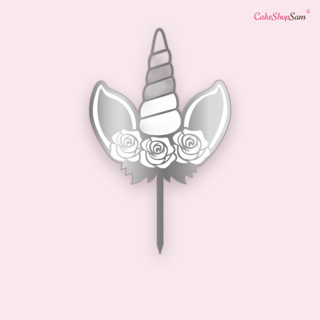 Cake topper argenté - Corne de licorne — CakeShopSam