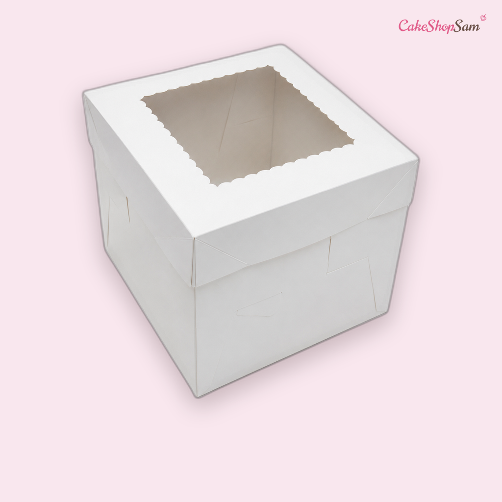 Boîte à gâteau blanche avec fenêtre – 20 cm de hauteur — CakeShopSam
