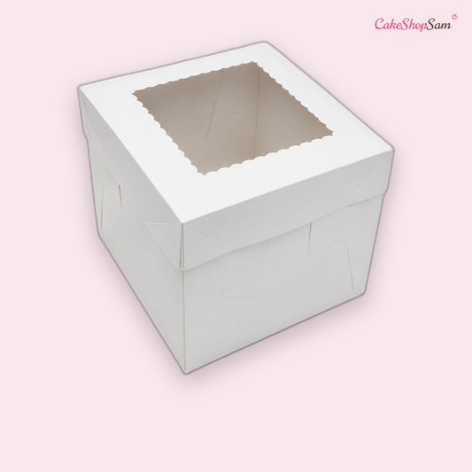 Boîte à gâteau blanche avec fenêtre – 20 cm de hauteur — CakeShopSam