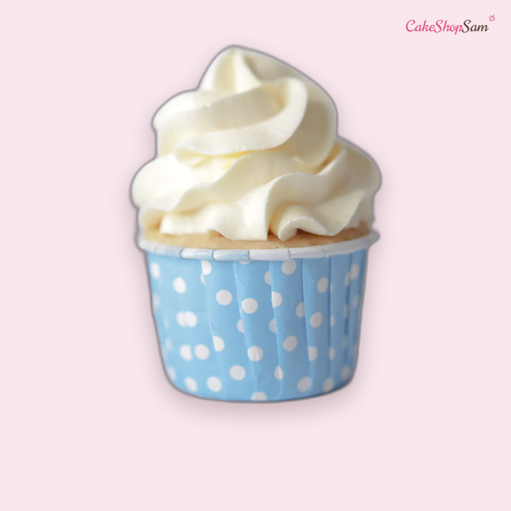Caissette à cupcakes bleu à point blanc lot de 24 pièces — CakeShopSam