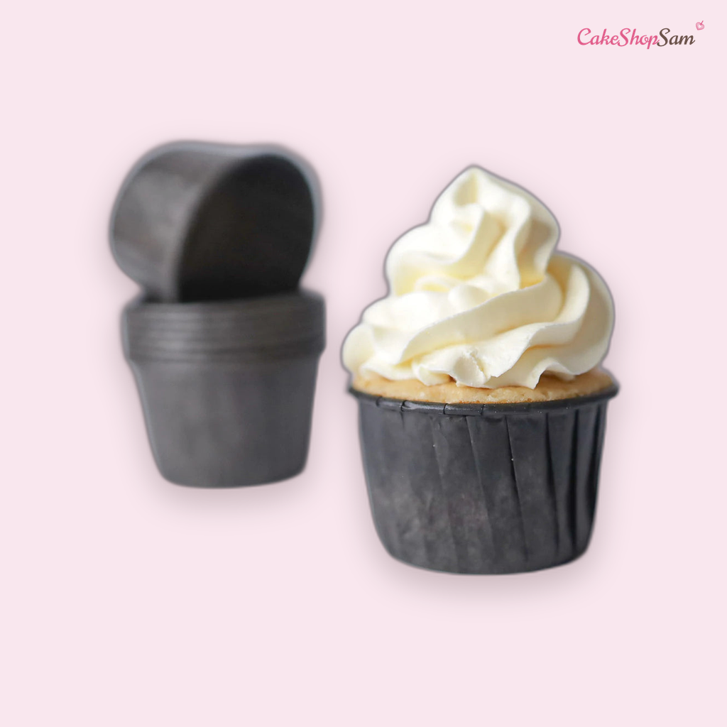 Caisette à cupcakes sweet stamps noir lot de 24 pièces — CakeShopSam