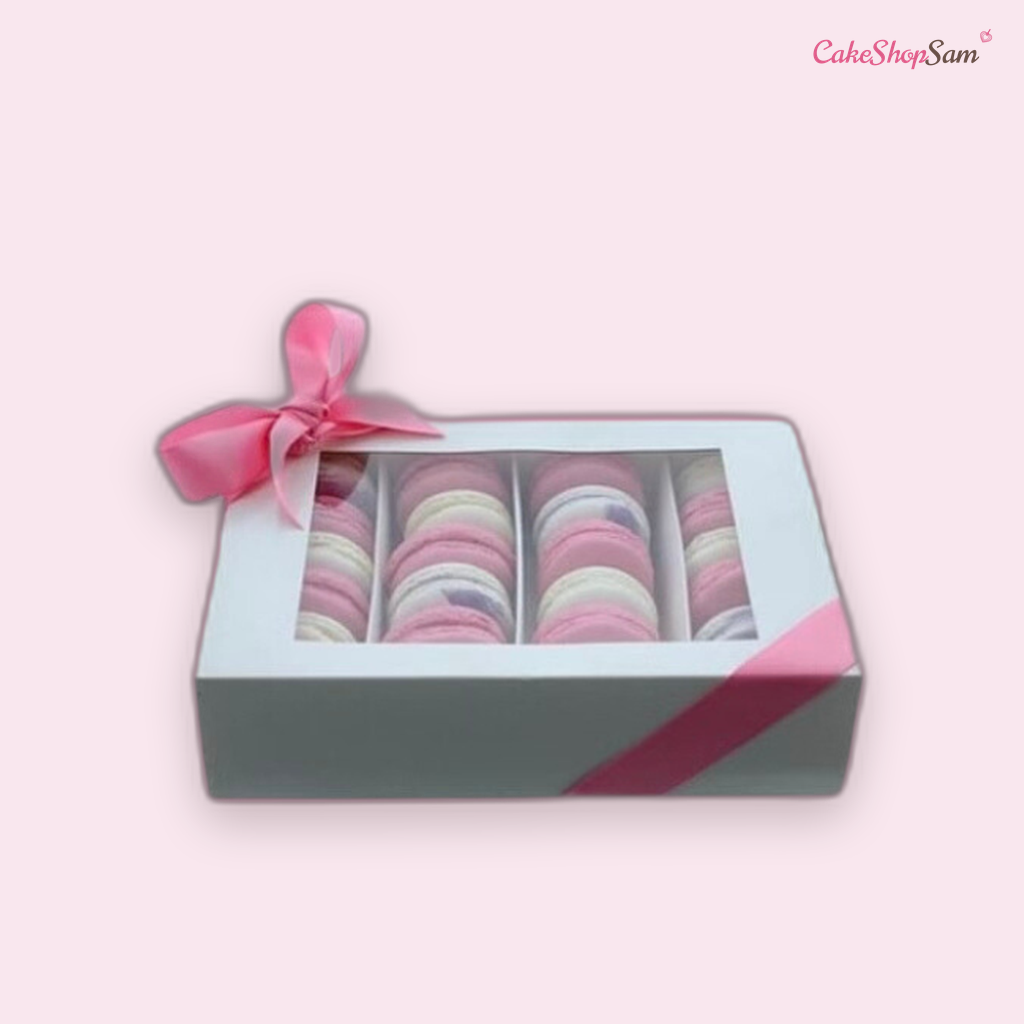 Lot de 5 boîtes à macarons de luxe en satin blanc — CakeShopSam
